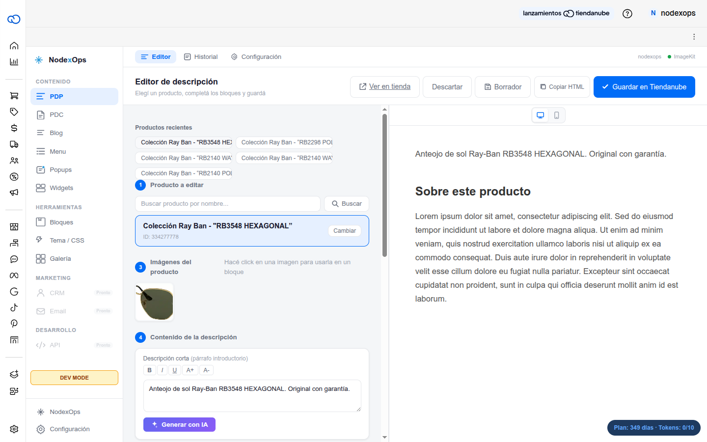 Editor de bloques con preview en tiempo real